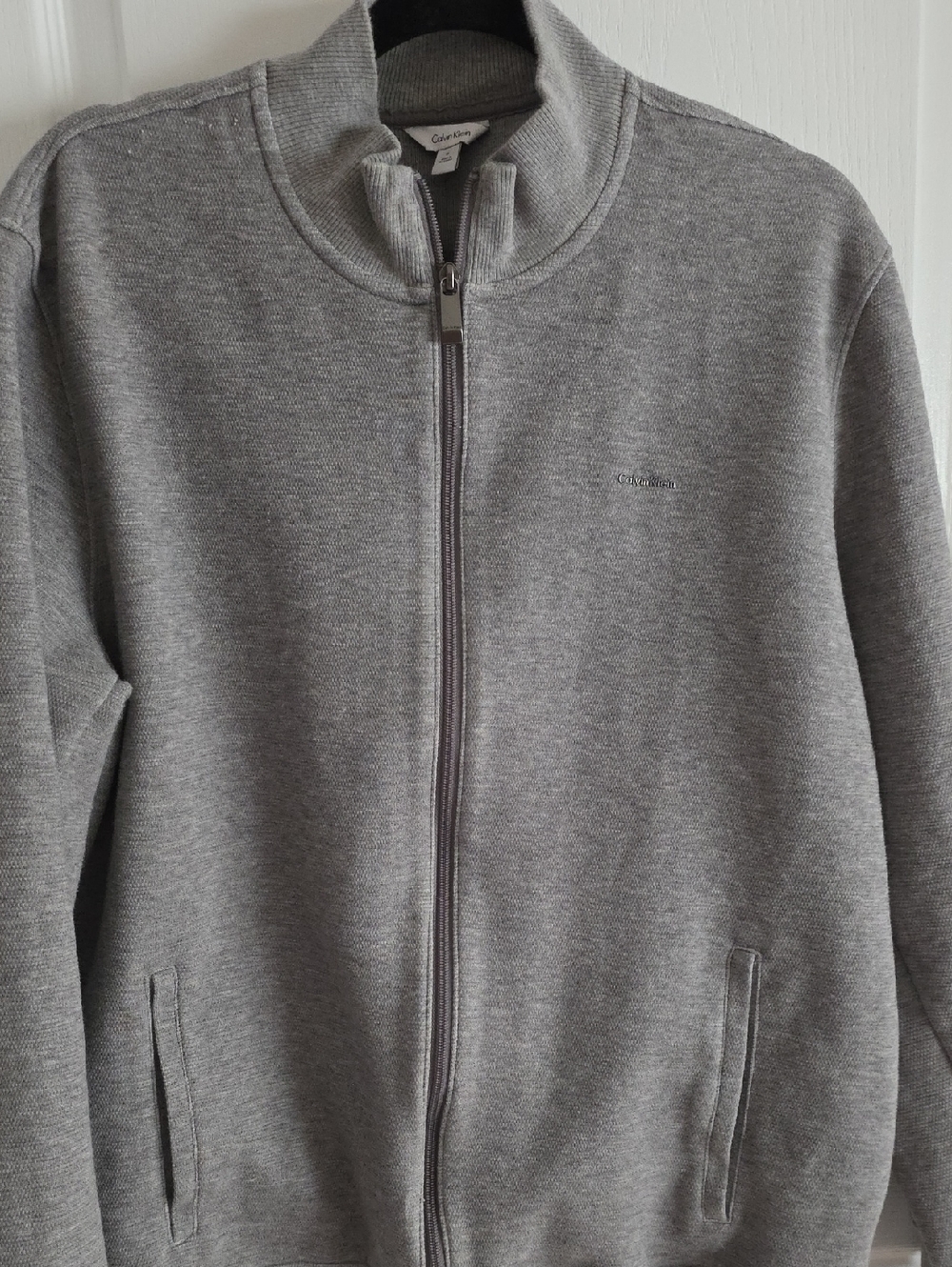 Calvin Klein Men's Heather Grey Full Zip Sweater Jacket